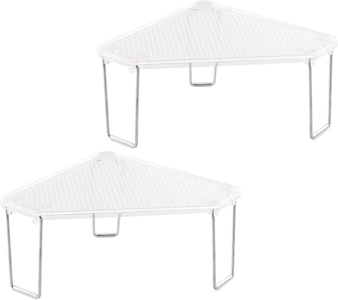 Countertop, 2 Pack mDesign Plastic/Steel Corner Stackable Rack, Storage Organizer Shelf for Bathroom, Vanity, Sink