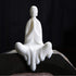 Kingzhuo White Ceramic Cute Sitting Buddha Statue, Beautiful Praying Hands Meditation Monk Figurine, 4'' Tall