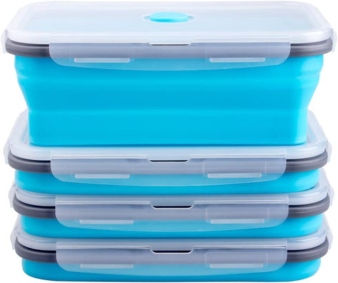 Collapsible Food Storage Containers with Airtight Lid & Air Vent, 40.5 oz, Kitchen Silicone Meal Prep Container Set