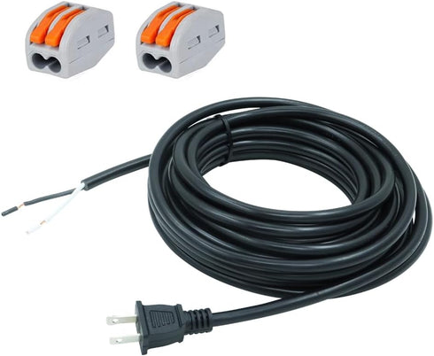 25FT Replacement Power Cord, 16 Gauge Polarized 2 Prong Plug Pigtail Electric Power Supply Cable