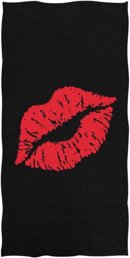 Naanle Sexy Red Lip Pattern Print Bath Towel, Absorbent Hand Towels for Bathroom, Hotel, Gym, Spa (30"x15")
