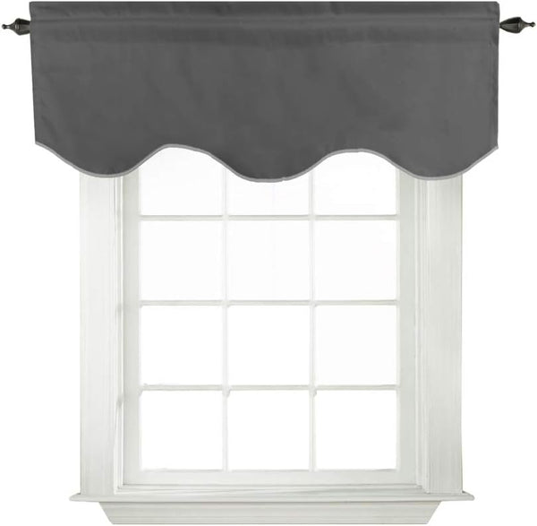 Turquoize Blackout Curtain Valances, 52" x 18" Smoked Pearl Short Scalloped Window Valance for Kitchen