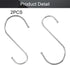 MroMax Stainless Steel S Hooks, 125mm/4.92" Silver S Shaped Hook Hangers for Kitchen, Bathroom, Bedroom, Storage Room,