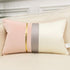 Avigers 12 x 20 Inches Pink White Gold Leather Striped Patchwork Velvet Cushion Case, Luxury Modern Throw Pillow Cover