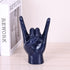 7.7" QIANLING Blue Resin Rock On Hand Gesture Statue - Rock Culture Music Lovers' Decorative Tabletop Sculpture