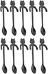 10PCS Stainless Steel Cute Mini Cat Spoons, 4.5 Inch for Tea, Coffee, Dessert, Ice Cream (Black)