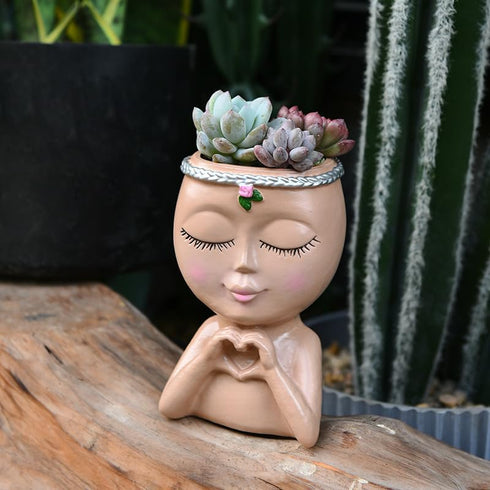 Yoohspoe GAFBA Face Planter - Cute Resin Cactus for Indoor and Outdoor Plants, Face Vase Home Decor Succulent Pots