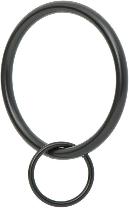 Ivilon Black Drapery Eyelet Curtain Rings - 2" Ring Loop for Hook Pins, Set of 14