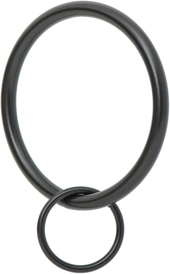 Ivilon Black Drapery Eyelet Curtain Rings - 2" Ring Loop for Hook Pins, Set of 14