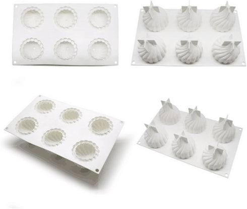 Spiral Castle Shape Silicone Molds, Cake Decorating Tools, 6 Cavities Baking Cupcake Mousse Mold