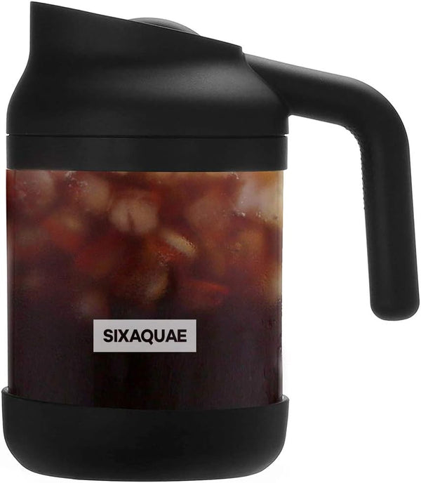 SIXAQUAE Cold Brew Coffee Maker, Large Stainless Steel Strainer, Durable Iced Coffee Pitcher, Dishwasher Safe