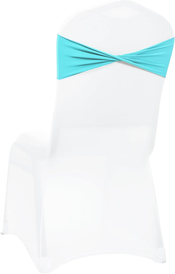 VDS Pack of 10 PCS | Aqua Blue| Spandex Chair Sashes Bows