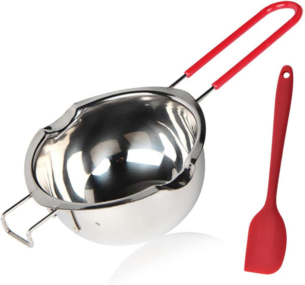 Stainless Steel Double Boiler Pot, 600ML Updated Melting Pot with Silicone Spatula for Melting Butter, Chocolate, Candy