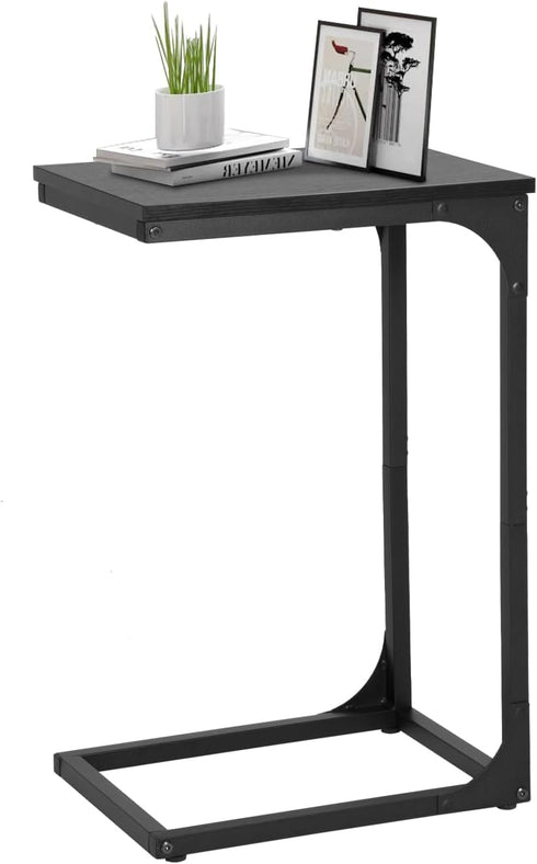 FDW C-Shaped End Table Wooden Top Side Table Adjustable Feet Small Cough