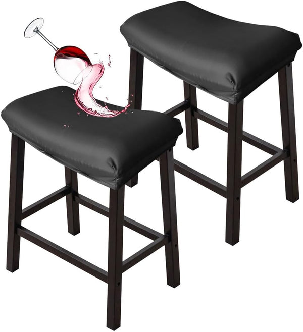 Bar Stool Cover Rectangle Set of 2 Waterproof PU Counter Height Bar