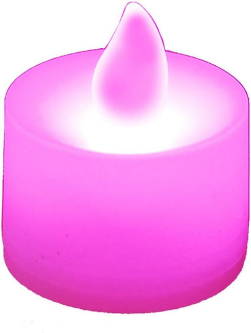 LumaBase Battery Operated Tea Light Candles, Pink, Set of 12