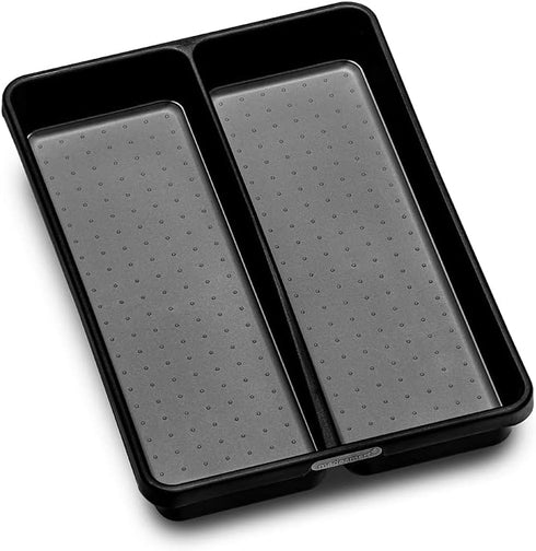 madesmart Premium Antimicrobial Mini Utensil Tray, Non-Slip Kitchen Drawer Organizer, 2 Compartments, Carbon