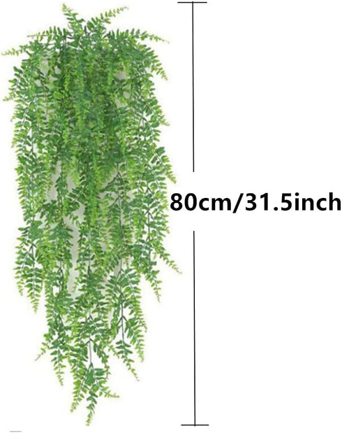 YYaaloa 2-Pack Artificial Hanging Plants, 31.5 Inch Boston Fern Fake Leaves, Greeny Chain Wall Decor for Home Garden