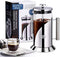 French Press Coffee Maker - 304 Grade Stainless Steel, 4 Level Filtration System, Heat Resistant Borosilicate Glass
