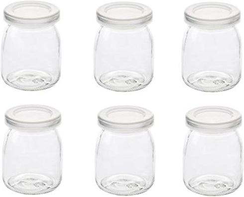 Dailydanny 6 Pcs Yogurt Pudding Jars Bottles With Plastic Lids Ideal for Jam,