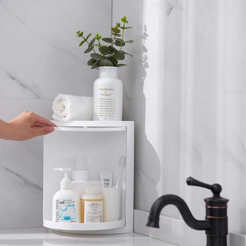 Multifunction Bathroom Kitchen Corner Locker Cosmetic Storage Rack Cabinet Storage Shelf Rotating Triangle Shelf