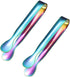 Mini Serving Tongs, Stainless Steel Small Utensils, Ice Tongs, Sugar Tongs, 4.8" (Rainbow Color)