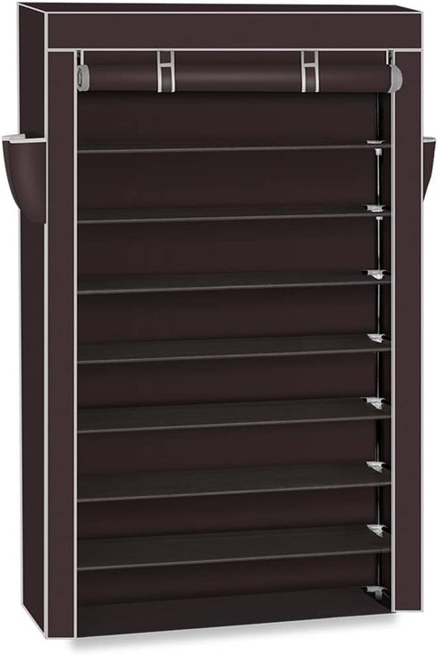 Mytunes 10-Tier Shoe Rack, Shoes Storage Cabinet with Dustproof Cover, Free Standing Cubby
