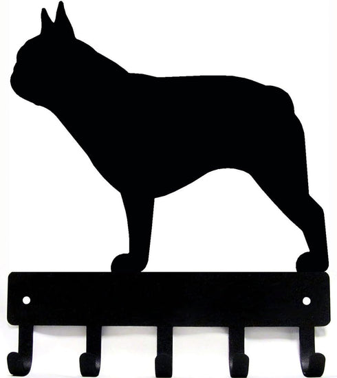 French Bull Dog Leash Hanger & Key Holder for Wall, Large 9 Inch Wide with 5 Hooks, Made in USA