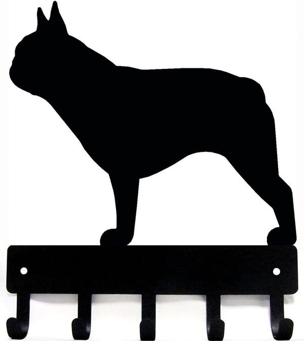 French Bull Dog Leash Hanger & Key Holder for Wall, Large 9 Inch Wide with 5 Hooks, Made in USA