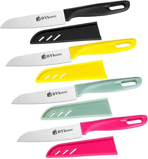 8 Pieces Paring Knife Set, 4PCS Peeling Knives and 4PCS Knife Sheath, German Steel Small Kitchen Knives