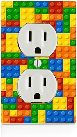 Colorful Bricks Design Print Image Electrical Outlet Plate