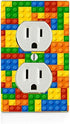 Colorful Bricks Design Print Image Electrical Outlet Plate