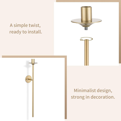 Set 2 Sziqiqi Wall Candle Holder Gold: Candle Sconces Wall Decor of for Dining Room Wall Hanging Candle Sticks Holder