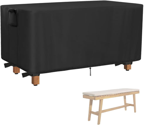 Outdoor Bench Cover, 44inch Waterproof Wooden Bench Cover Rectangle for Patio Teak