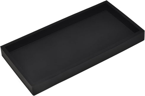 DNC Bathroom Counter Tray, 7.9" Silicone Vanity Tray for Soap Dispenser, Kitchen Sink Holder, Black Desk Organizer