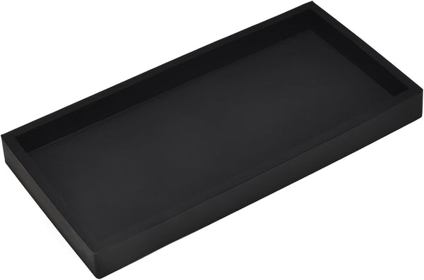 DNC Bathroom Counter Tray, 7.9" Silicone Vanity Tray for Soap Dispenser, Kitchen Sink Holder, Black Desk Organizer