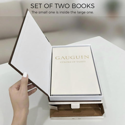 Set 2: 10.67in Premium Linen Faux Book Box of Aesthetic Book Safe with Hidden Storage for Living Room Console Table