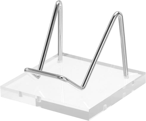 PATIKIL 3" x 3" x 2" Acrylic Display Stands, Stainless Steel Arm Crystal Holder for Mineral Gemstone