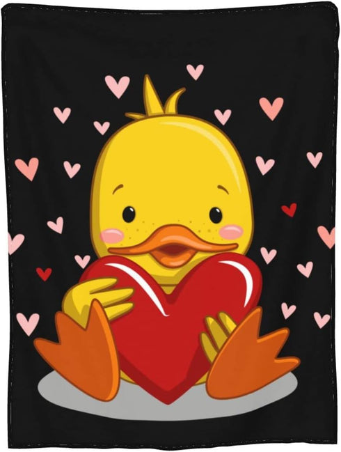 Perinsto 60"X50" Cute Duck with Heart Throw Blanket Ultra Soft Warm All Season Decorative Fleece Blankets for Bed Chair