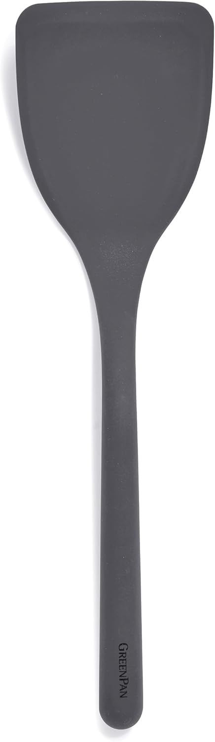 GreenPan Silicone Solid Turner Spatula, Flexible Nonstick Cooking Utensil, Heat-Resistant, BPA-Free, Gray