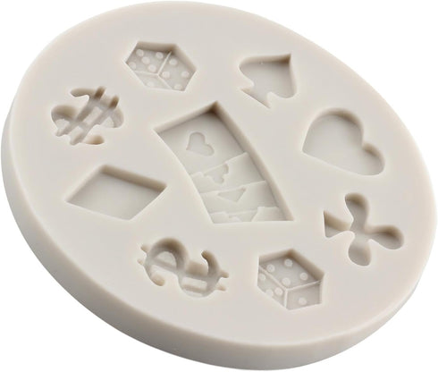 3D Casino Themed Poker Silicone Molds, Mini Heart Molds for Cake Decorating, Cupcake Topper, Candy Set of 1