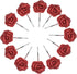 12 PCS Decorative Anti Rust Shower Curtain Hooks, Rose Design Shower Curtain Rings (RED)