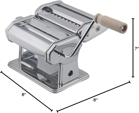 LAlunno Pasta Maker Machine by PastaVirtuoso - Hand Crank Machine for Pasta Dough and Noodles - Easy to Use Manual