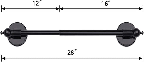 Magnetic Curtain Rods, Adjustable Multi-Use Appliance for Metal Doors and Windows, 16-28 Inch, Black, 4 Pack