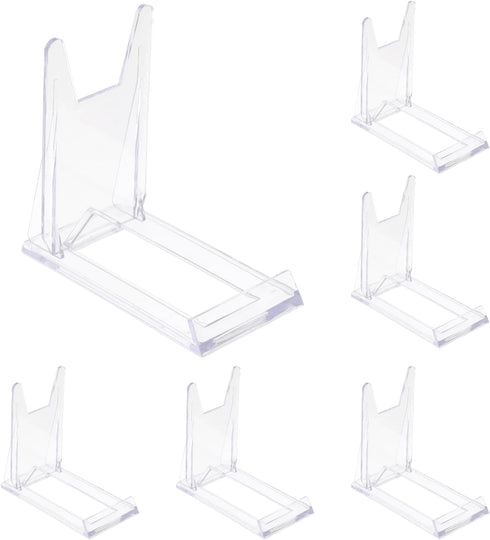 uxcell 4" Plastic Plate Stands, Display Easels for Card, Photo Frame, Desktop, Black, 6 Pcs