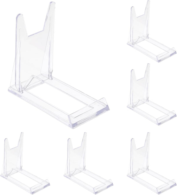 uxcell 4" Plastic Plate Stands, Display Easels for Card, Photo Frame, Desktop, Black, 6 Pcs