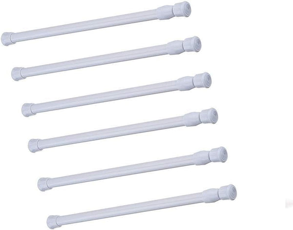 Tension Rods 6 Pack, Adjustable Spring Steel Bars 21.6 to 35.4 Inches, Extendable Width for Curtain, Shower, Closet