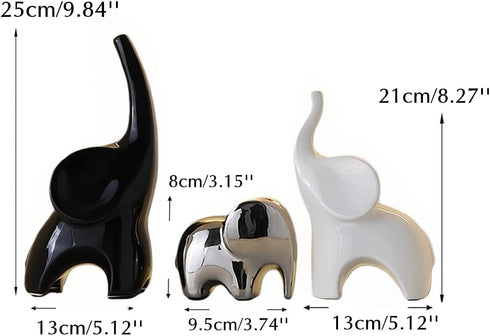GZDDYUMYJX Set 3,Modern Elephant Statue of Ceramic Decor Statue,Good Luck Elephant,for Bookshelf Living Room Office