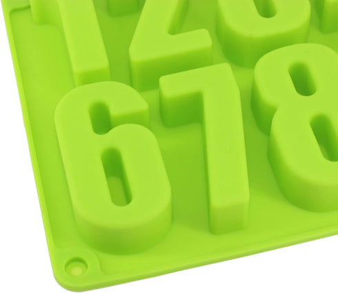 Large Silicone Number Mold 0-9, Chocolate Cake Biscuit Jewelry Gummy Baking Pan, Green Soft Mold