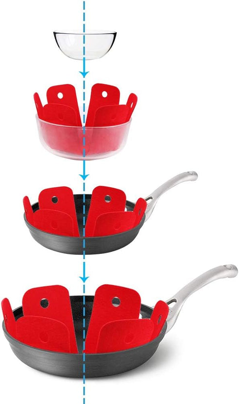 BYKITCHEN Pot Pan Protectors - Set of 12, Red Pads for Stacking Cookware
